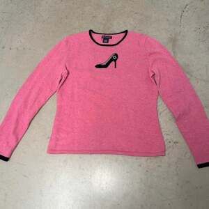 Vintage Daniel Bishop 100% Cashmere Pink Sweater, Stiletto Motif, Size M